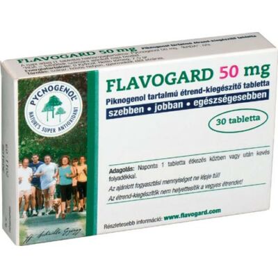 A szervezet antioxidáns védelmére szolgáló Pycnogenol tartalmú étrend-kiegészítő tabletta - Flavogard 50 mg
