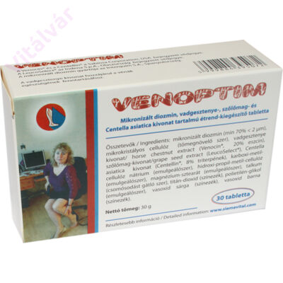 Venoptim Mikronizált diozmin, vadgesztenye, szőlőmag és Centella asiatica  kivonat tartalmú étrend-kiegészítő tabletta