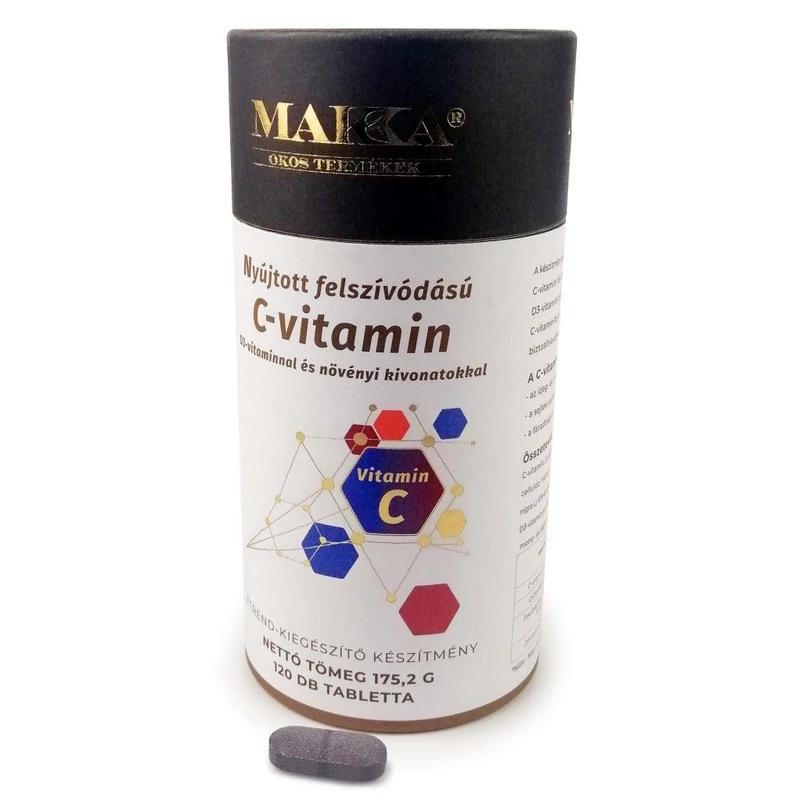 MAKKA Nyújtott felszívódású C-vitamin D3-vitaminnal és növényi kivonatokkal ÉTREND-KIEGÉSZÍTŐ tabletta, 120 db