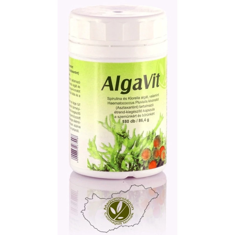 Háromféle algát tartalmazó Algavit kapszula -  Spirulina, Chlorella, Astaxanthin